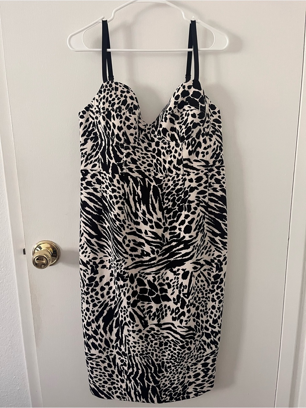 Sergio Hudson X Target Size Animal Print Bustier Midi Dress Black Ivory Large